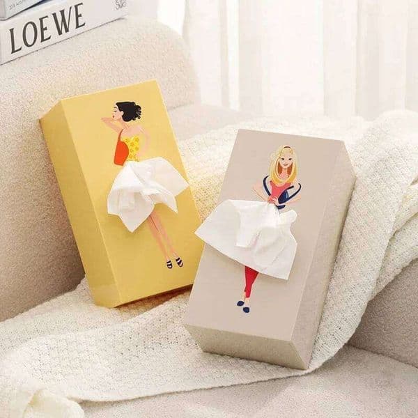Pop-Art Flying Novelty Cartoon Anime Holder Cute Puffy Skirt Girl Tissue Box Desktop Decorative Ornaments 26Y0113