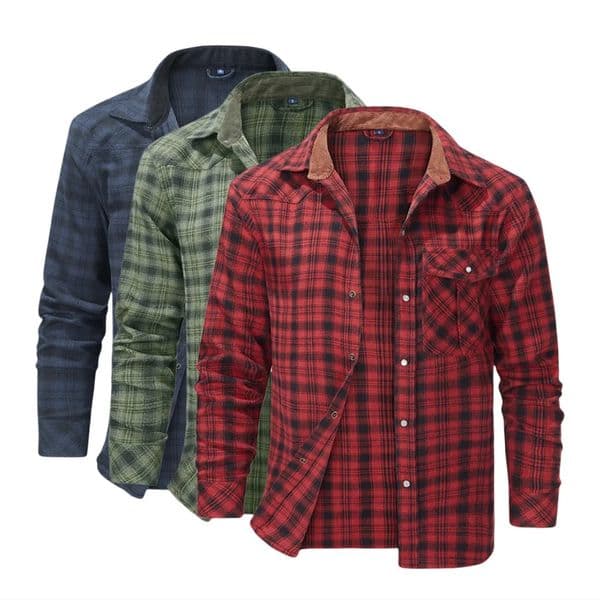 Mens Shirts Spring Flannel Long Sleeve Plaid Checkered Brushed Casual Western Cowboy Pearl Snap Shirt Clothes US Size 260109BANJIA