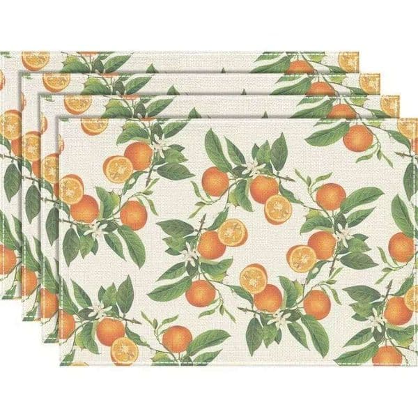 Plant and Fruit Lemon Pomegranate Placemats Bar Counter Tableware Insulation Mats Home Decor 26L0113