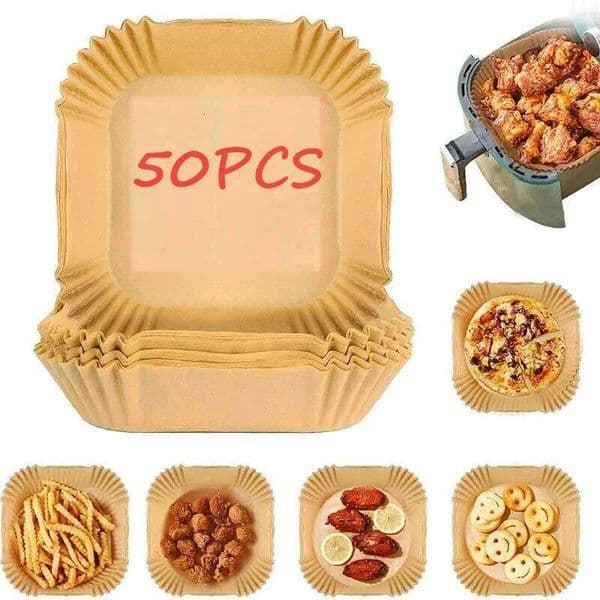 50pcs sheets of disposable air fryer special paper, oven absorbing pad, household food square baking oil paper 26Y0113