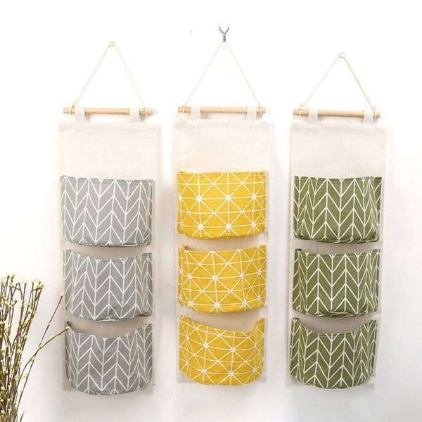 3 Pockets Organizers Waterproof Hanging Storage Bag Wall Mounted Closet Organizer Bear Flamingo Sundries Bags Home Decor 26Y0113