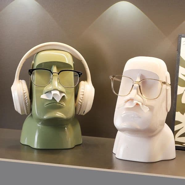 Miniso Creative Moai Stone Statue Tissue Box Glasses Holder Head-Mounted Earphone Stand Home Multifunctional Decorative Ornament 260112BJ