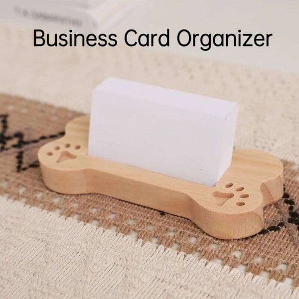 1/3pcs Bone Shape Organizer Solid Wood Desktop Display Holder Business Card Box Office Storage Supplies 26W0113