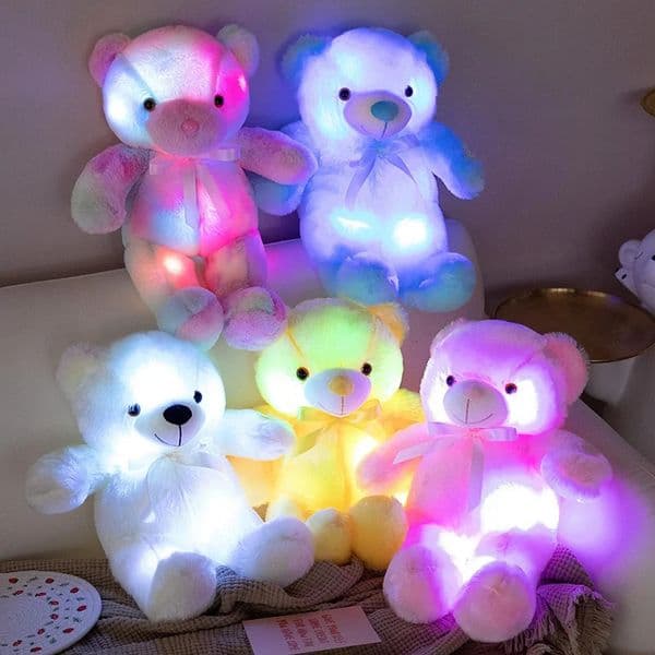 Colorful Glowing Bear Plush Toy Luminous Creative Light Up LED Teddy Bear Xmas Gift Kids Birthday Gift260109BJ