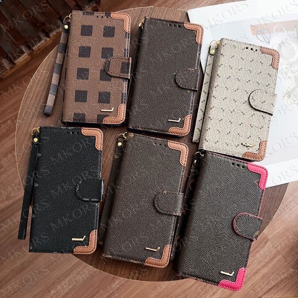Luxury Enhenced Wallet Phone Case for iPhone 17 Pro Max 16 15 14 Plus Air 13 12 11 Full Body Leather Protection Stylish Print Designer Shell Handy Strap Cover 16pro 15pro