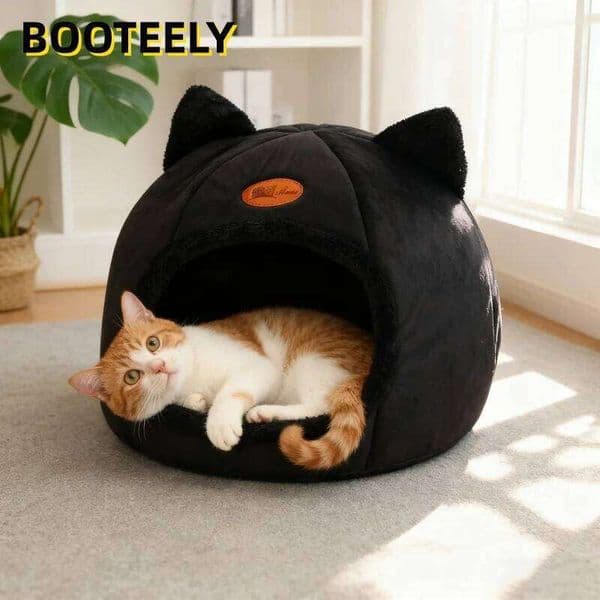 BOOTEELY Black New Deep Sleep Winter Cat bed Small mat Basket Puppy House products Pet tent Comfortable Cave 26W0113