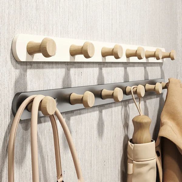 Wall Mounted Coat RackEntryway Hanging RackSeel Metal Wood Rail with Rustic Hooks for CoatScarfBagTowelKey 260113