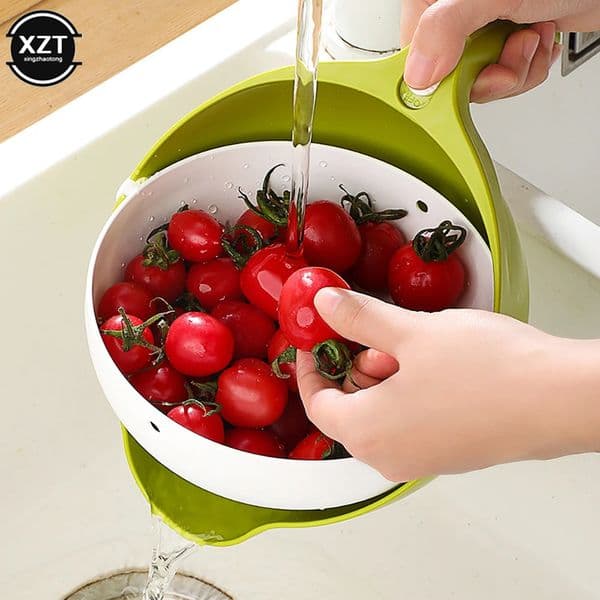 Double Drain Basket Bowl Rice Washing Kitchen Sink Strainer Noodles Vegetables Fruit Kitchen Gadget Colander Kitchen Strainers 260112