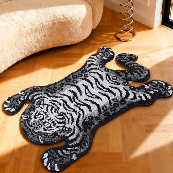 2026 New Ibetan Tiger Bath Non Slip, Ultra Soft Plush Tufted Cute Mat Cool Animal Funky Area Rug Absorbent Washable Carpet Bathroom Living R