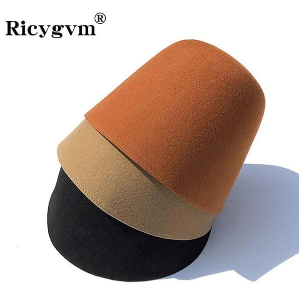 High Quality Wool Fisherman Hat Solid Color Bucket Hats Retro Bell-shaped Basin Cap For Woman Autumn Winter Warm Sun Visors Caps 260109