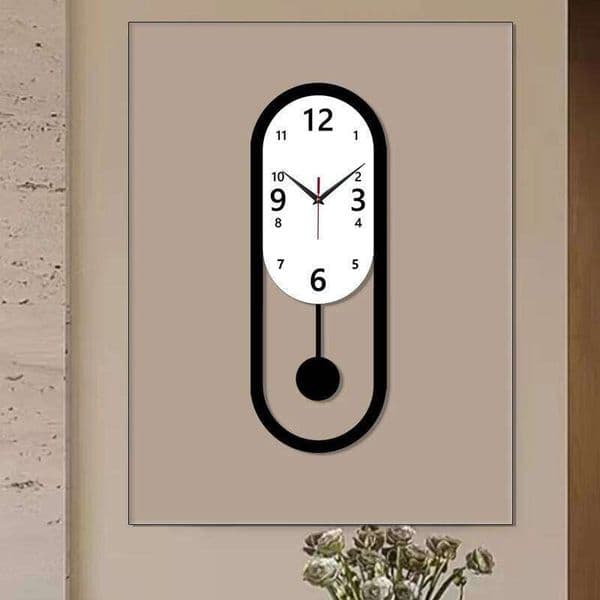 Silent Non-ticking Elliptical Swing Wall - Home Decor Clock For Living Room, Bedroom, Office | Ideal Christmas Gift 26H0113