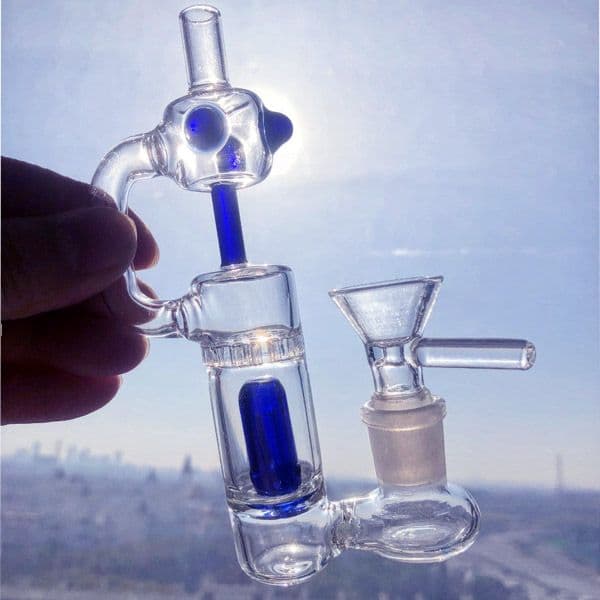 Mini oil Bong hookahs glass water bongs waterpipe Heady Glass Percolator Smoking Water Pipes Bubbler With 14mm Bowl 15cm tall