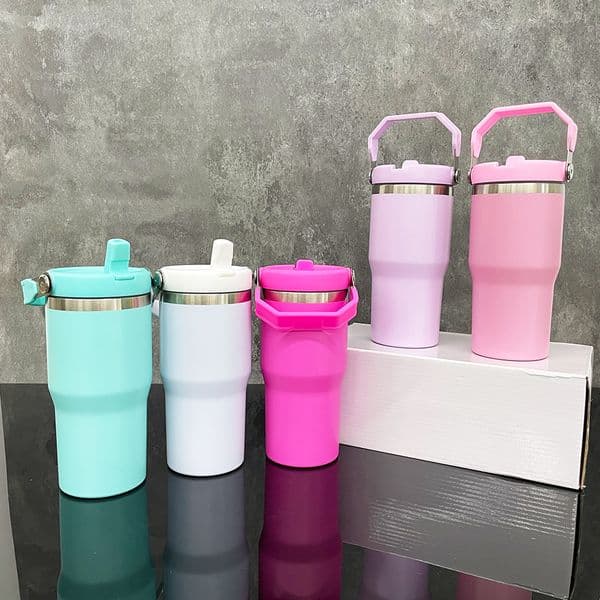 25PACK US Blank sublimation Macarone Kids 20oz flip top straw tumbler double walled Stainless Steel water bottle with Leak Resistant Flip for customized gifts
