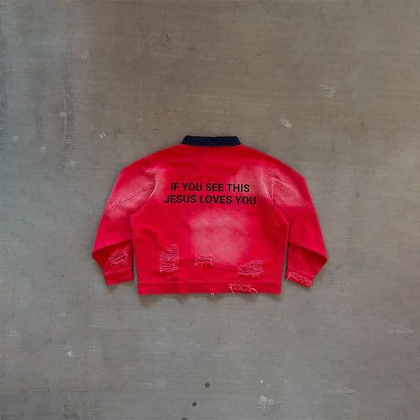 Y2K Vintage Distressed Jacket Letter Printing Graphic Ripped Contrast Collar Zip Up Jacket Men Women Fashion Streetwear 260112BJ