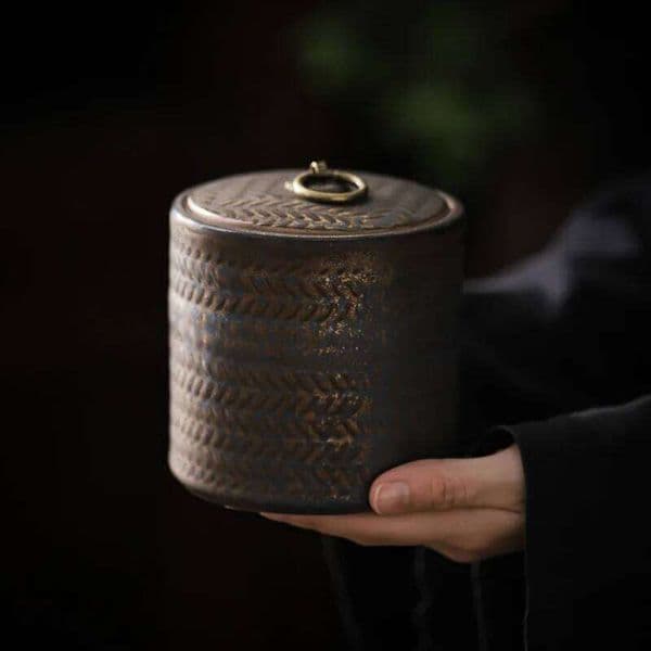 Tea Ceramic Box Vintage Distressed Decorative Jars Household Moisture-proof Sealed Jar Nut Food Storage Container 26Y0113