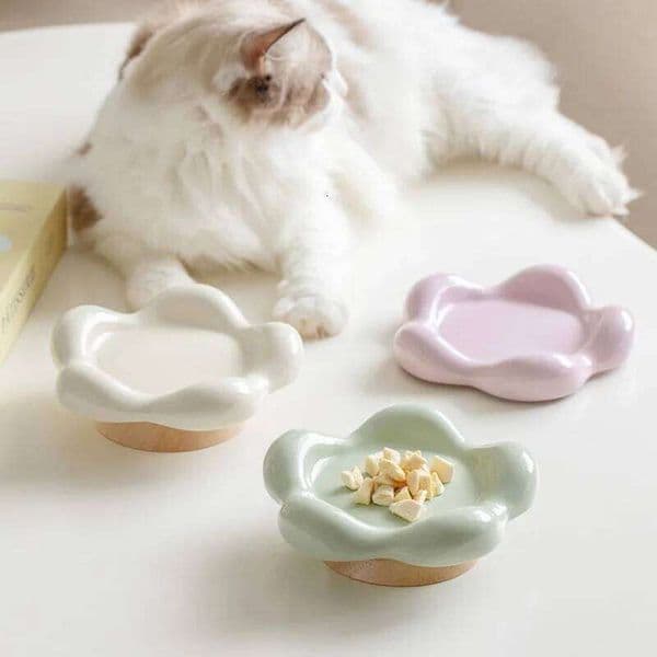 Ceramic Cervical Spine Protection Cat Dinner Plate Dog Food Bowl Pet Snack Tray 26W0113