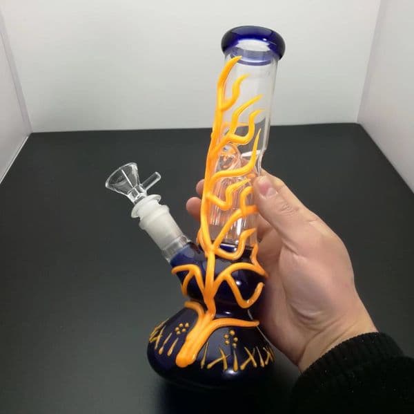 Glass Smoking pipes hookah Oil Burner Pipes Smokings Colorful inlaid plate silk flower glass smoking set