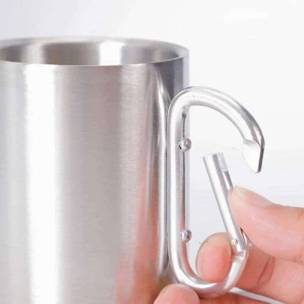 Cup with handle 304StainlessSteel Portable Drop-resistant Mountaineering mug Backpack charm Travel and camping Outdoor tableware 26W0113