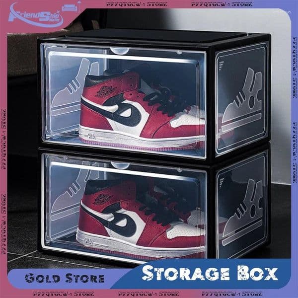 Storage Boxes Stackable Sneaker Box Cabinet Transparent Plastic Shoes Case Dustproof Multi-function Drawer Rack Organizers