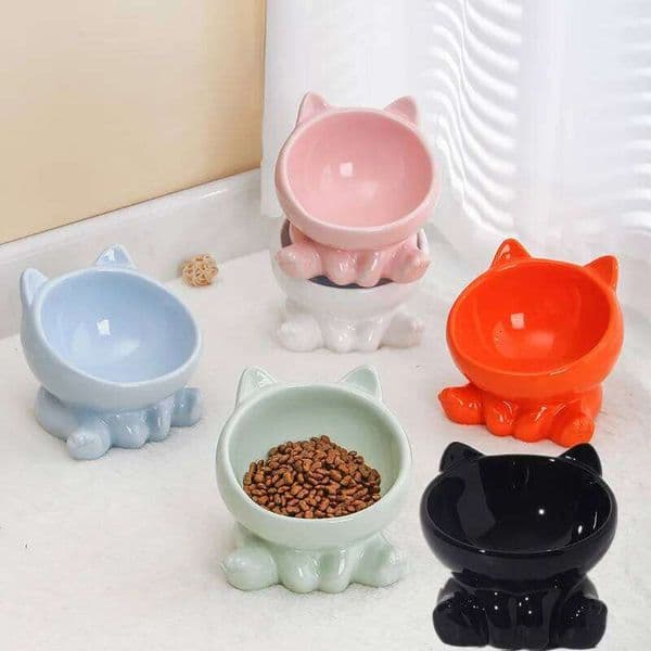 Cat Accessories Ceramic Diagonal High Feet Cute Protection Cervical Spine Dog Drink Water Bowl Pet Supplies 26W0113