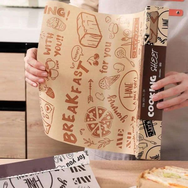 High Temperature Resistant Baking Papers 8M Greaseproof Food Wrapper Oil-Proof Printed Sandwich Wrapping Paper Air Fryer 26Y0113