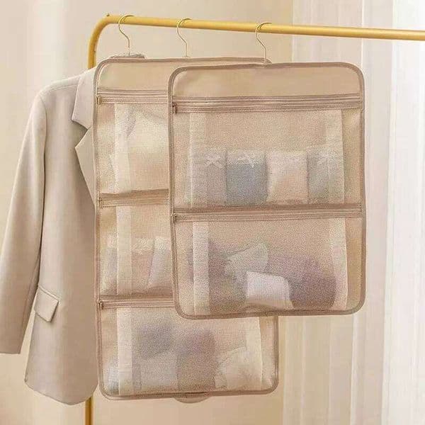Hanging Clothes Organizer Bag Multi-Pocket Underwear & Socks Storage For Home/Dormitory Wardrobe - Durable Space-Saving Design 26Y0113