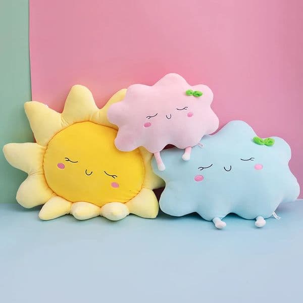 Cute Sun Cloud Plush Pillow Stuffed Soft Creative Plush Sun Cloud Toy Car Pillow Home Decor Kids Toys260109BJ