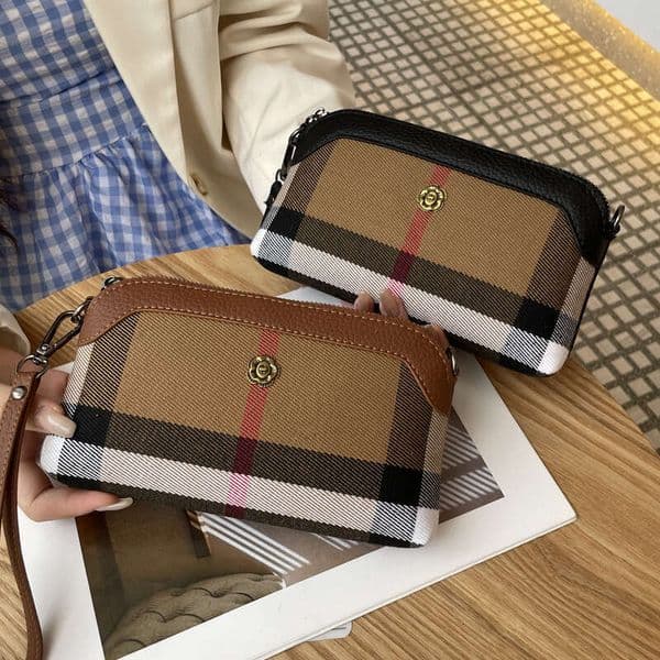 Hot-Selling New Plaid Clutch for Women, High-Value Single Shoulder Crossbody Large Capacity Phone Bag, Light Luxury Small Bag