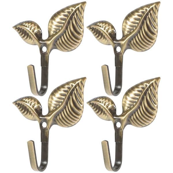 4Pcs Clothes Wall Hanger Hooks Coat Metal Hook For Hanging Coats Mounted Heavy Duty Cast Iron Leaf Decorate Wrought 260112