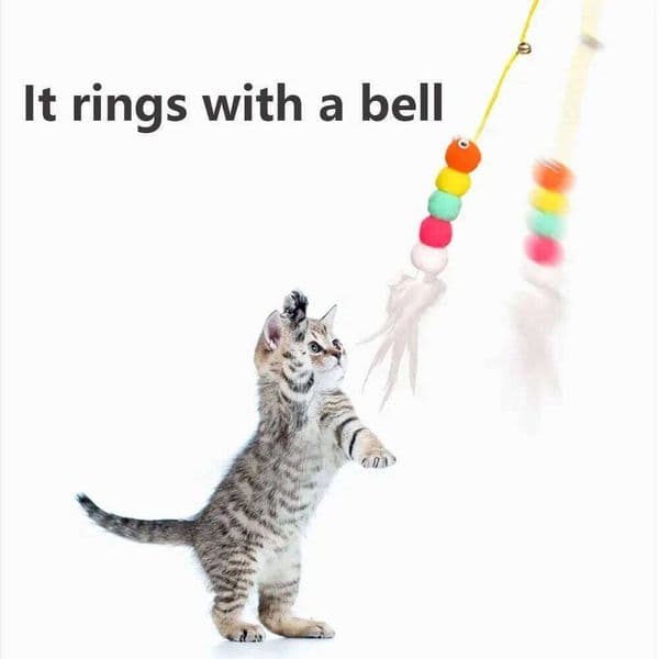 Pet Toys Funny Stick Kitten Self Elastic Rope Dragonfly Shape Feather Bell Teasing Cat Accessories Hanging Swing Thousands 26W0113