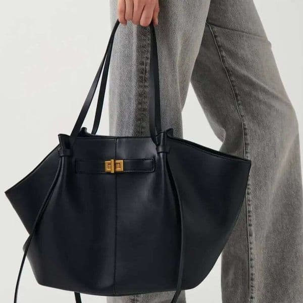 Fashion Large Capacity Trapeze Women Shoulder Bags Designer Metal Lock Handbags High-Quality Pu Leather Big Tote Commute Bag Kl928