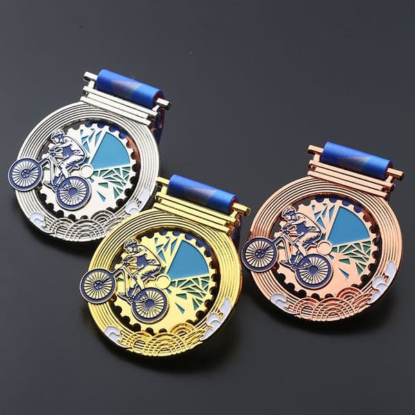Custom-made metal MEDALS for balance bike cycling competitions in gold, silver and copper
