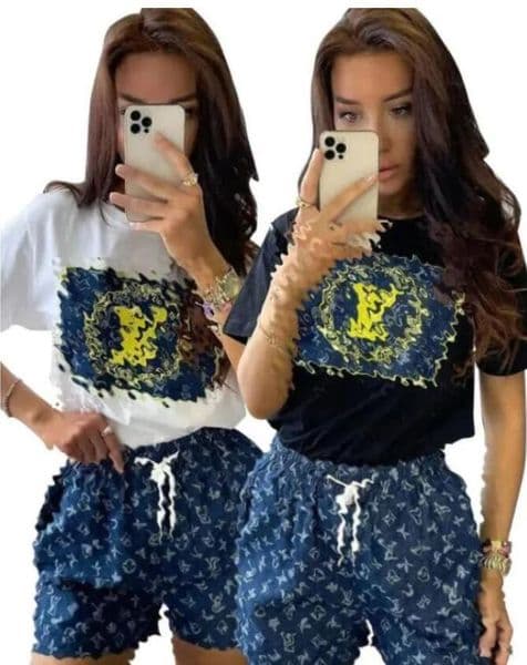 Women's Tracksuit new pullover designer T-shirt shorts 2 Piece Set Luxury brand Casual sports Suit Women's Clothing