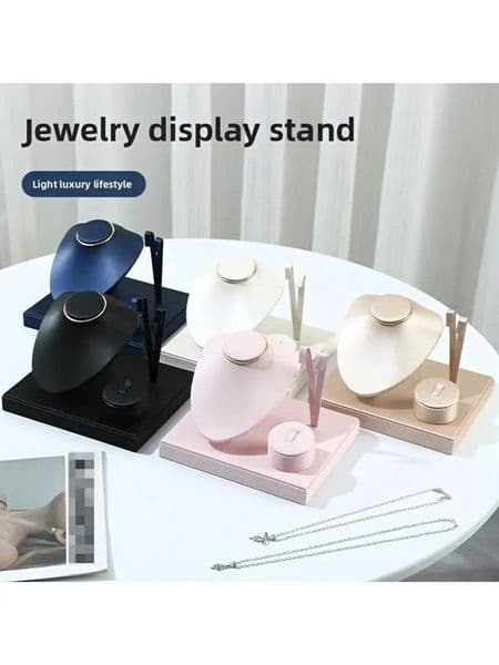 Fashion PU Leather Combination Set Jewelry Rack Pendant Necklace Earrings Ring Display Storage Stand Counter Showcase Props 260113