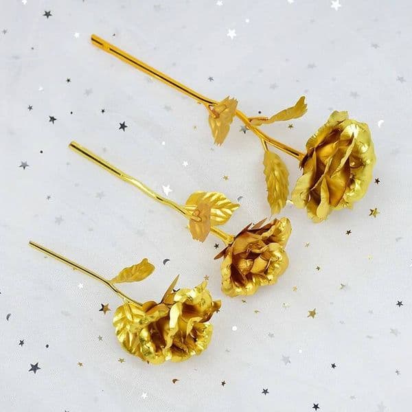 1pc Gold Foil Rose Artificial Flower Valentine's Day Gift Lasts Forever Love Wedding Party Decor Birthday Present Fake Floral designer luxury Valentine's Day