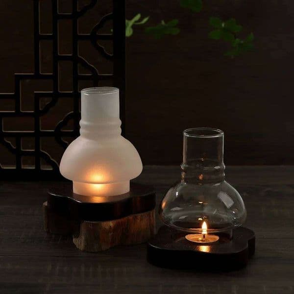 Valentine's Day Solid Wood Aromatherapy Candle Pedestal Lamp Retro Decoration Outdoor Windproof Candlelight Dinner Atmosphere Candle 26Y0114