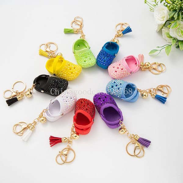Multiple Colors Sparkly Slipper Keychain New Style Mini Shoes Pendant Backpack Hanging DIY Accessories Creative Jewelry Gift