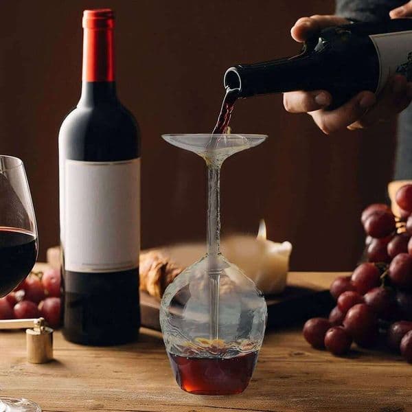 Valentine's Day Upside Down Glass, 400ml Unique Inverted Wine Glass For Spirits Cocktails, Home Bar Decor, Valentine's Day Birthday Gifts 26H0114
