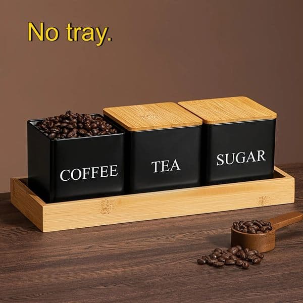 2 Options Black and White Storage Jars Metal Coffee Bean Sugar Tea Boxes Daily Kitchen Cleaning Supplies 260113