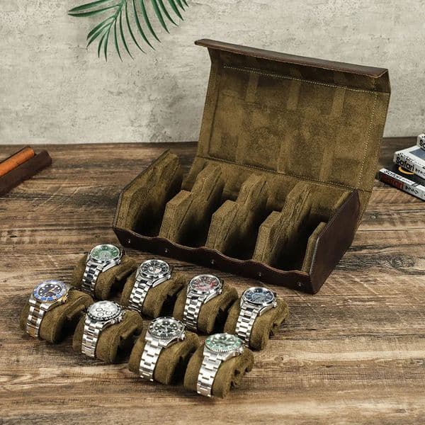 Highend Leather 8 Slot Watch Boxes Organizer for Men Travel Storage Display Bag y Retro Crazy Horse Skin Fall Prevention 260113