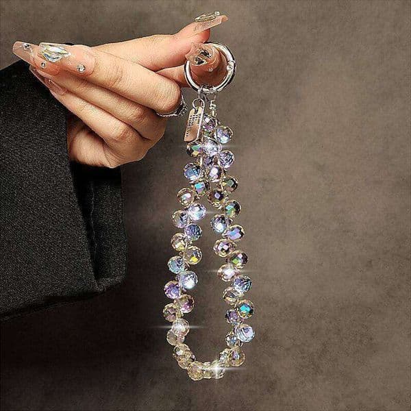 Beaded Crystal Phone Case Keychain Pendant Wrist Strap Hanging Rope Bag Charm Key Ring Claw Machine Small Gift