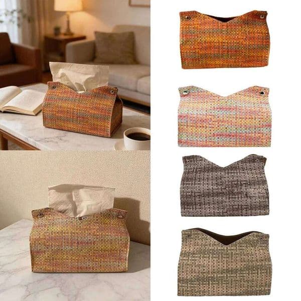 Storage PU Leather Tissue Box Cover Stylish Paper Dispenser Living Room Bedroom Kitchen Decorative Organizer for Vanity Home Decor