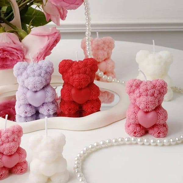 Rose Bear Scented Candles - Cute Decorations & Handmade Gifts designer luxury Women / Friends, Ideal for Wedding Souvenirs, Valentine's Day Valentine's Day ddmythur