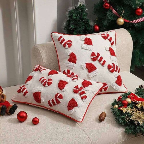 Valentine's Day 30X50/45X45/50X50CM Christmas Plush Throw Pillow Embroidered Stamping Waist Cushion Cover Decor Home Decorative Pill 26H0113 Pillow Case