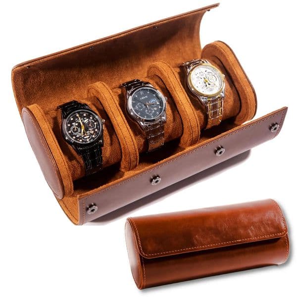 123 Watch Travel Case Classic Leather With Perfect TextureMens for Handcrafted by Craftsmen 260113