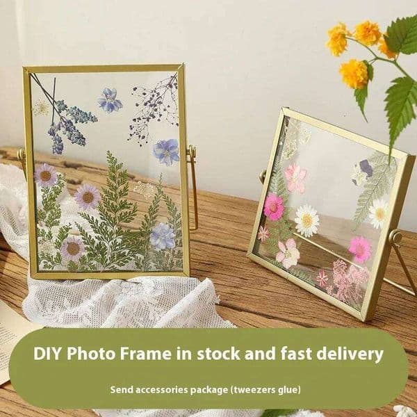 Valentine's Day DIY Double-Sided Transparent Glass Picture for Dried Flowers Handmade Home Decor Display Stand Decorative Photo Frame 26H0114