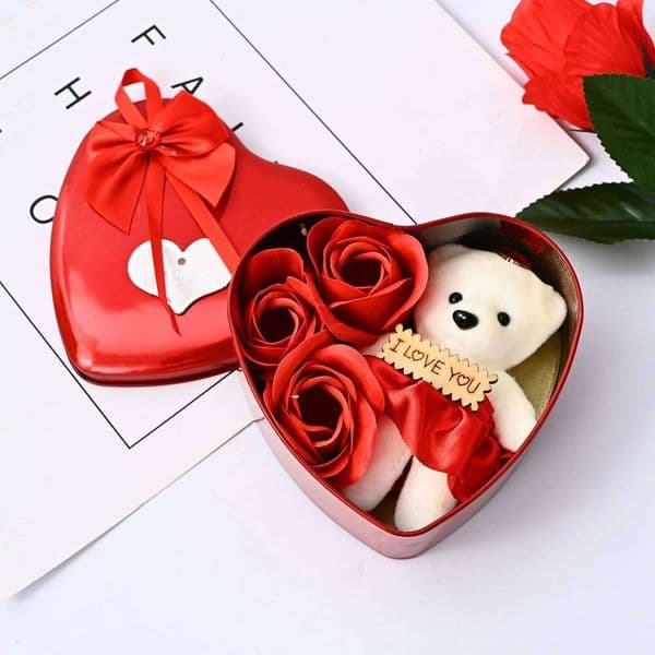 Valentine's Day Bear Soap Rose Gift Valentines Day Flower Love Box Bears Bouquet Wedding Birthday Home Party Decoration 26Y0112 26Y0114