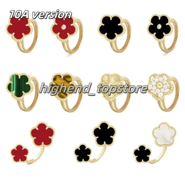 Vancliff Ring Designer Ring Four-Leaf Clover Ring 18K Gold-Plated Four-Leaf Flower Ring Adjustable Opening Van Cleefring Luxury Jewelry For Women Fashionable cb0