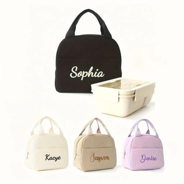 Personalized Embroidered Lunch Bag Thermal Insulated Custom Name Stitching Portable for Boys Girls Great SchoolOutdo 260114BJ