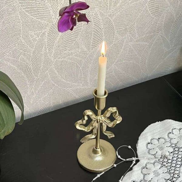 Valentine's Day 1pcs Retro Ironwork Bow Candlestick Window Display, Wedding Western Cuisine Decoration, Candlestick, Photography Pro 26Y0114